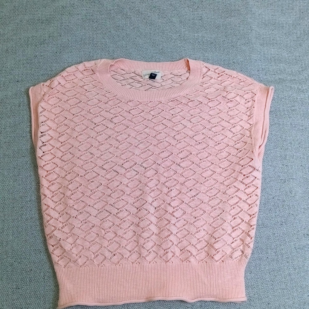 Universal Thread Sweater Vest Women XL Pink Excellent Pointelle Knit Cotton